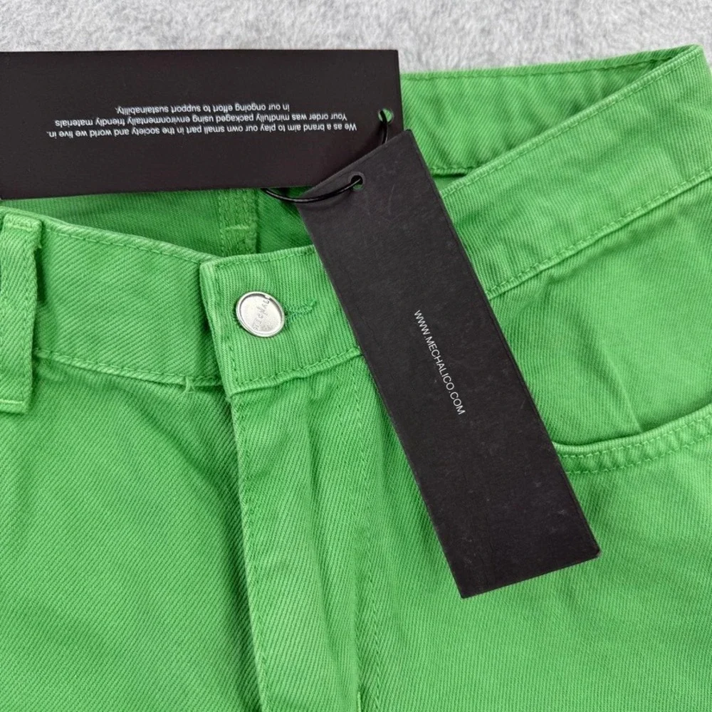 Mechali Jeans Womens Small Green Double Knee Carpenter Embroidered Streetwear - Picture 9 of 14